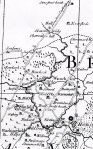 1749, Bowen's map extract shows only the east of the parish, Rowhook and Stane Street