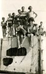 Rudgwick Scouts at Clymping beach in 1946. wartime tank traps proved irresistable!