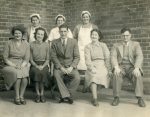 Rudgwick school staff, 1952, headmaster Mr Denton centre (1948-?), Miss Tuff 2nd right